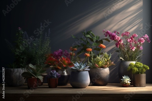 3D illustration of indoor flowers and plants on clear background. Generative AI