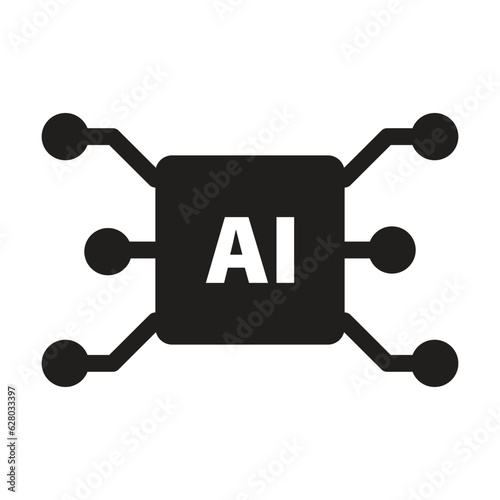 AI, Artificial intelligence icon digital micro chip for computer and technology illustration