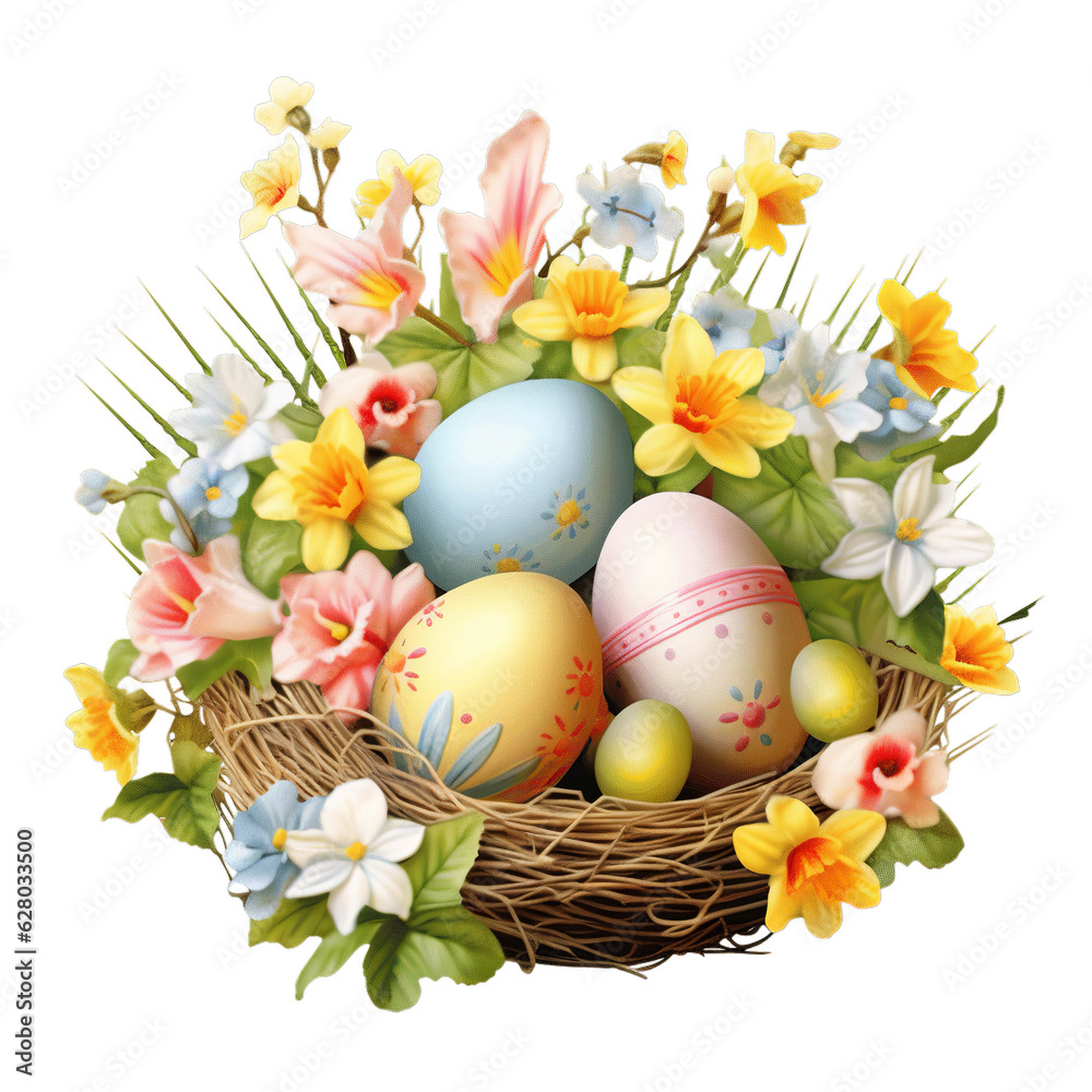 Happy Easter, transparent background, Generative ai