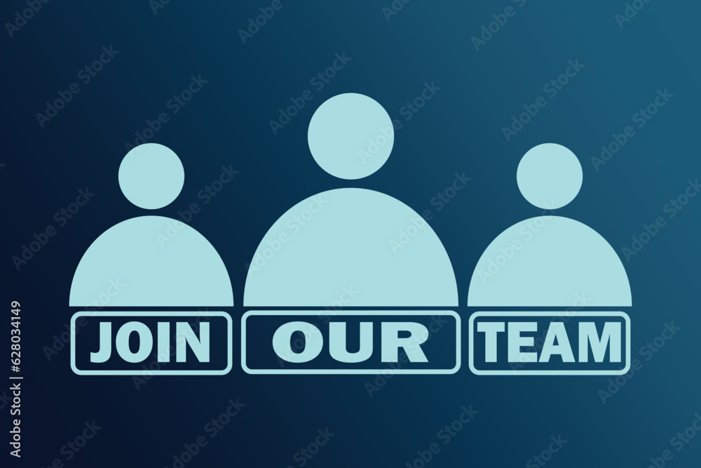 Join our team concept with people silhouettes and text on blue gradient background. Business Concept Vector illustration Join our team concept with people silhouettes and text on blue gradient background. Business Concept Vector illustration
