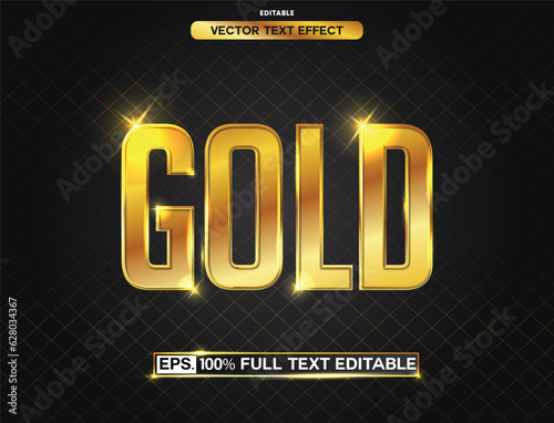 Gold text, editable shiny gold style text effect