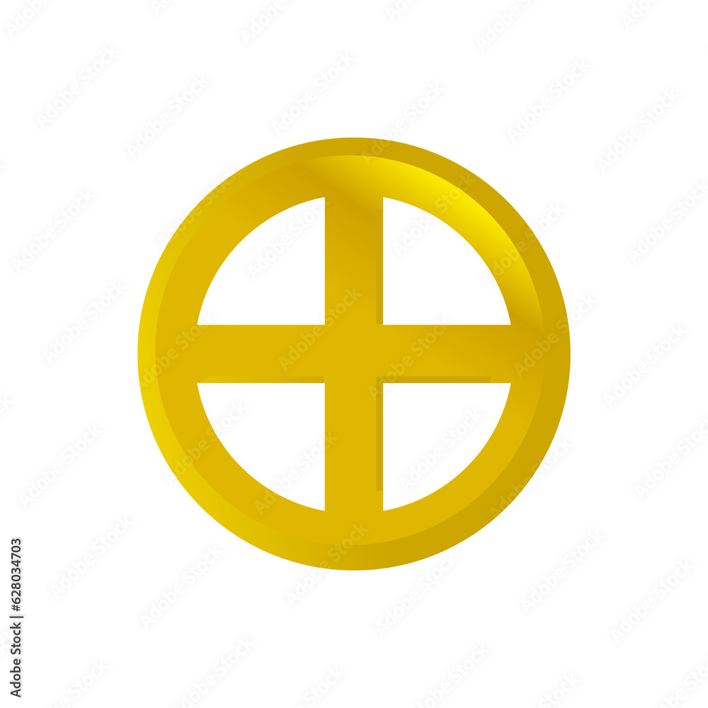 Cross golden vector icon