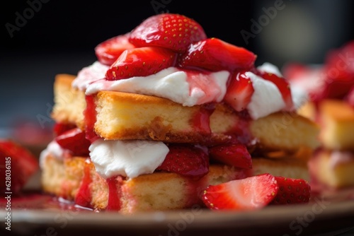 Canvas-taulu close-up of strawberry slices on shortcake