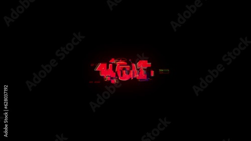 Glitched Error 404 design motion graphic. Distorted glitch style modern background. Available in 4K FullHD video render footage
