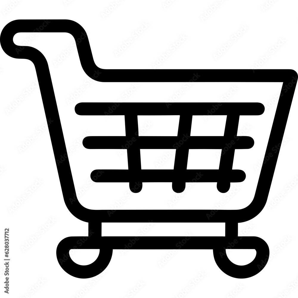 Photo &amp; Art Print Shopping cart outlined single icon svg vector outline ...