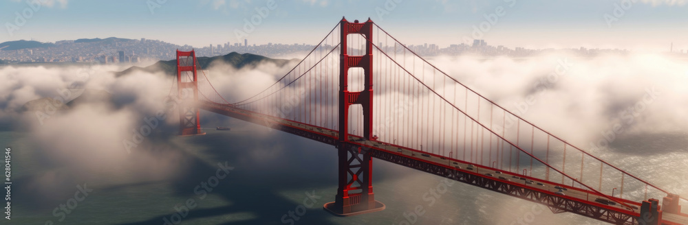 Fototapeta premium Dramatic Clouds Embrace the Golden Gate Bridge