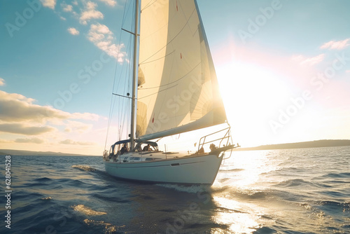 Ocean Dreams: Yacht Sailing Through the Waves © Andrii 