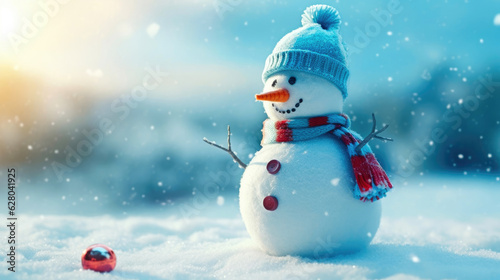 Blue Snowman in Snow © Andrii 