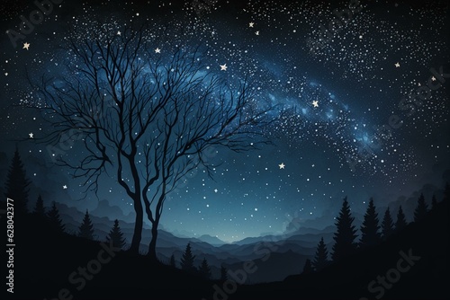 Illustration of a starry night sky. Generative AI