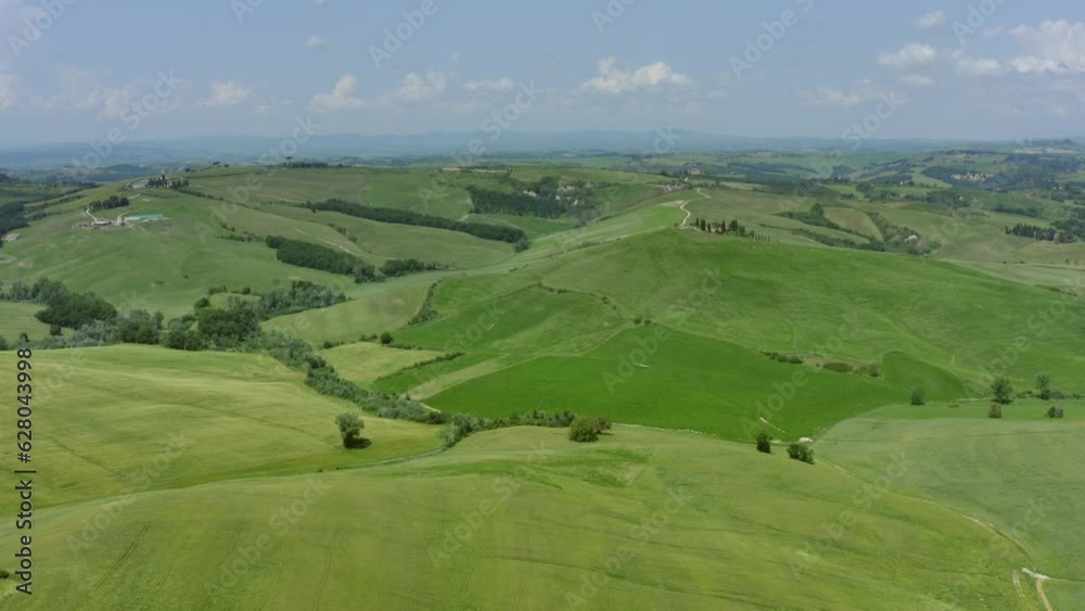 Aerial view of green fields in spring in Tuscany Italy Aerial view of green fields in spring in Tuscany Italy