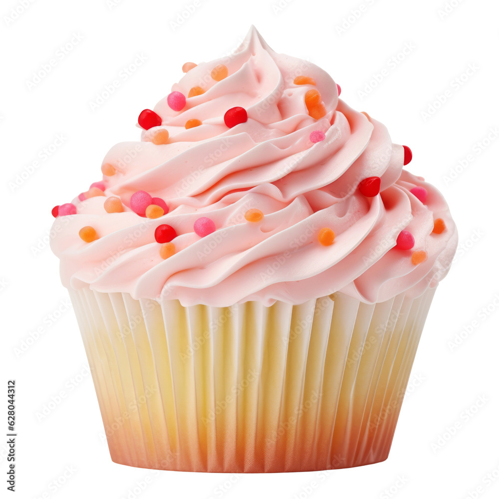 cupcake with icing isolated on transparent background cutout