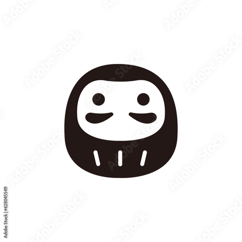 Daruma doll icon.Flat silhouette version.