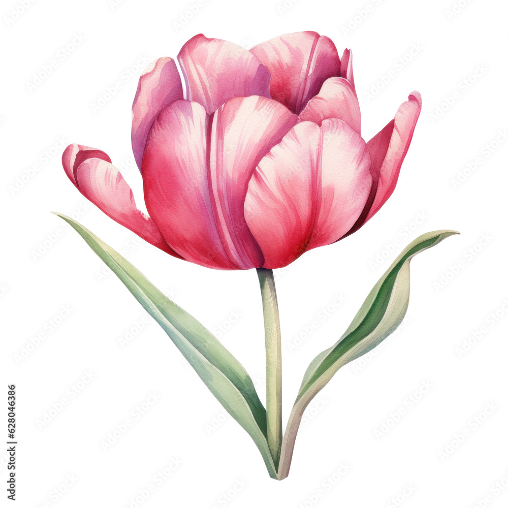 Watercolor tulip flower isolated Watercolor tulip flower isolated