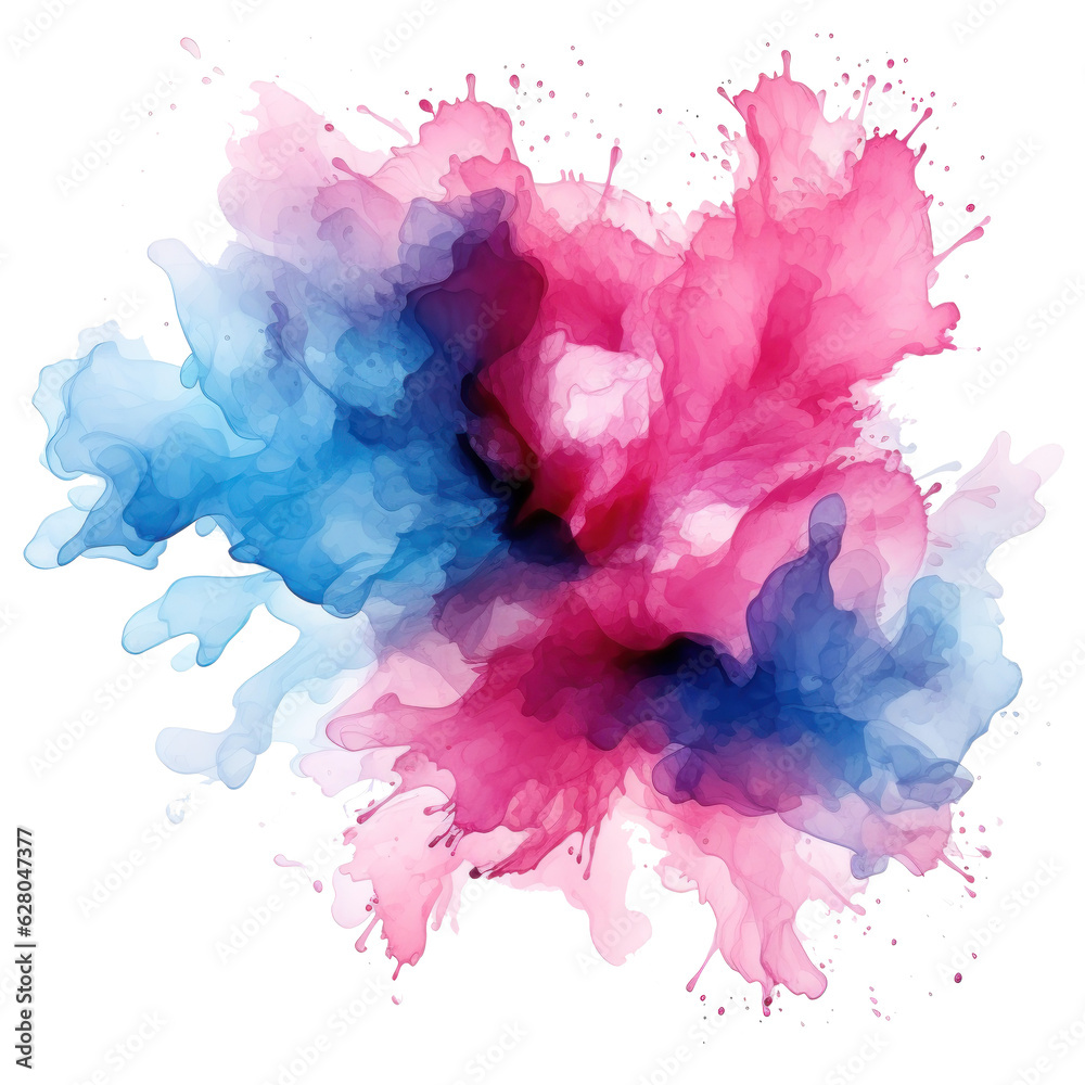 Blue pink watercolor stain isolated Blue pink watercolor stain isolated