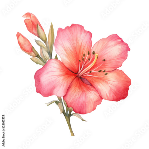 Watercolor pink flower isolated