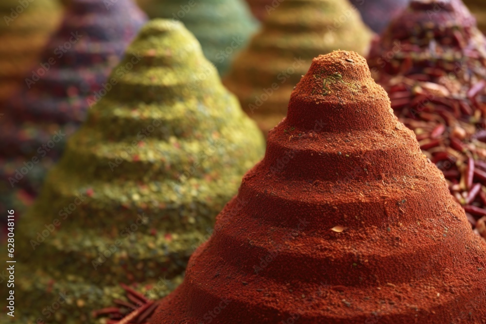 Obraz premium close-up of spice piles creating bold texture patterns