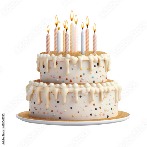 Birthday Cake with candles isolated