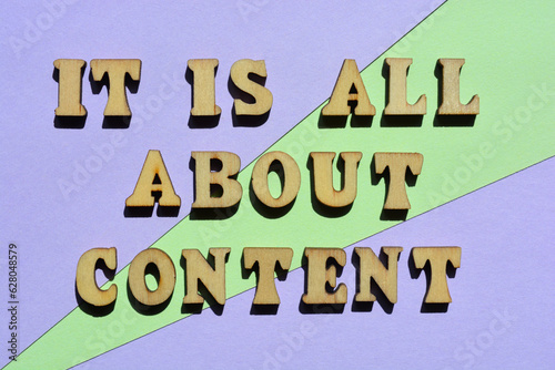 It Is All About Content  phrase as banner headline