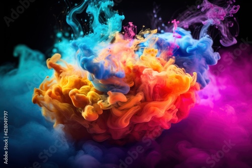 Illustration of colorful smoke floating in the air created using generative AI