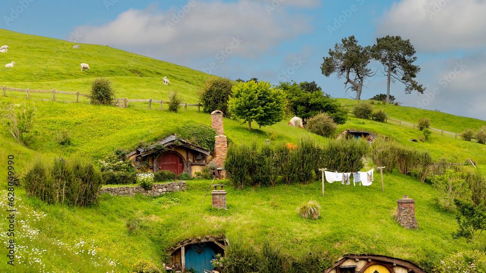 MATAMATA- NEW ZEALAND -NOVEMBER -2- 2022: Hobbiton - movie set created ...