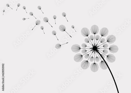 Vector illustration dandelion seed blowing in the wind. Dandelion seed icon. Dandelion on a white background. Vector illustration