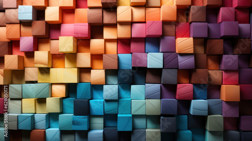abstract colorful background made out of wooden blocks  generative ai