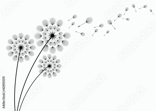 Vector illustration dandelion seed blowing in the wind. Dandelion seed icon. Dandelion on a white background. Vector illustration