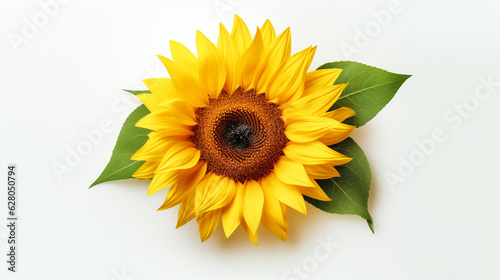 Sunflower isolated on white, close-up. Generative Ai. 
