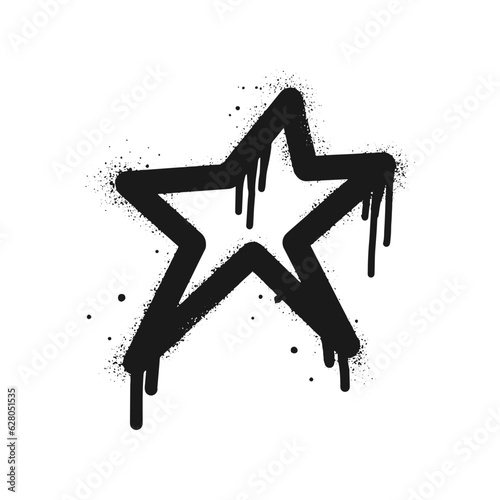 Spray painted graffiti Star sign in black over white. Star drip symbol. isolated on white background. vector illustration