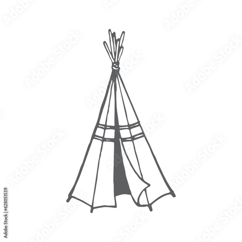 Tent illustration, wigwam rdawing, Indian home photo