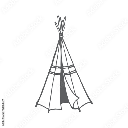Tent illustration, wigwam rdawing, Indian home