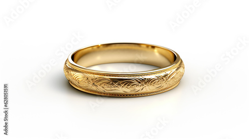 golden wedding ring on white background. Generative Ai. 