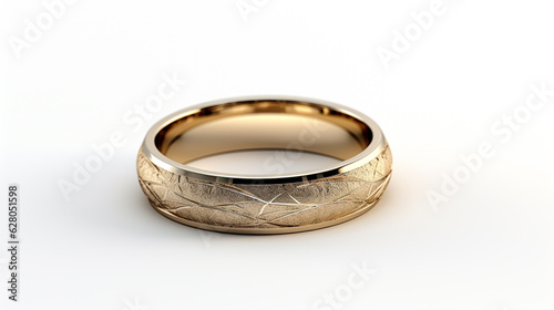 Engagement golden ring isolated on white background. Generative Ai. 