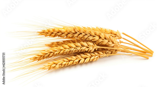 wheat ears isolated on white background. Generative Ai. 