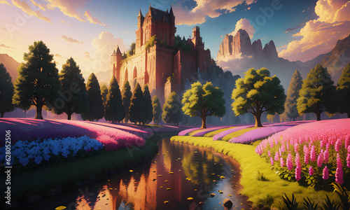 Creating a beautiful fantasy landscape with the help of artificial intelligence.