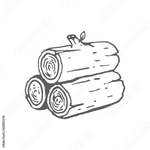 firewood illustration, wood drawing, Handdrawn adventure element