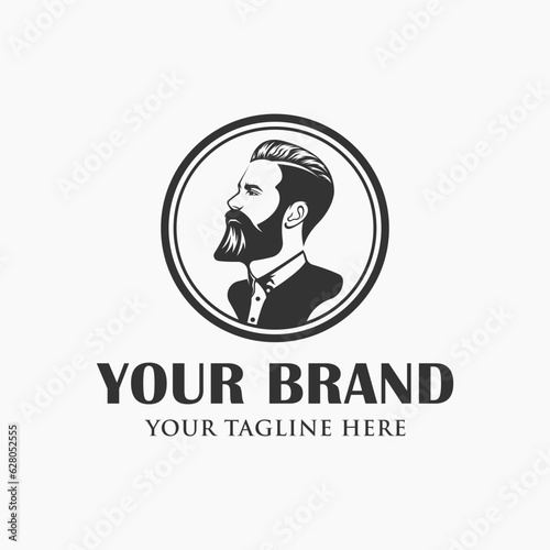 Bearded man logo design illustration