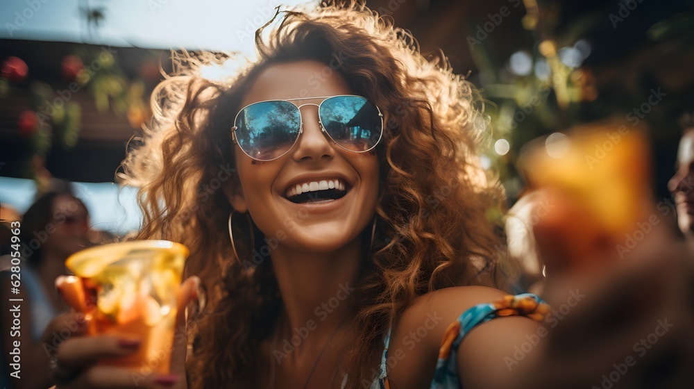 Young people celebrating summertime party. Happy friends have fun on the beach. Summer vacations, lifestyle beverage concept. Young people celebrating summertime party. Happy friends have fun on the beach. Summer vacations, lifestyle beverage concept.