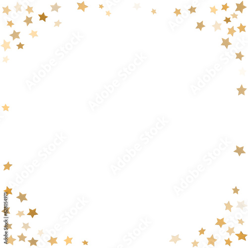 Golden glittering star shaped confetti decorative frame