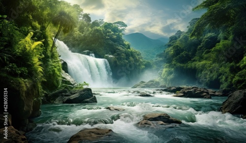 Natural waterfall background.