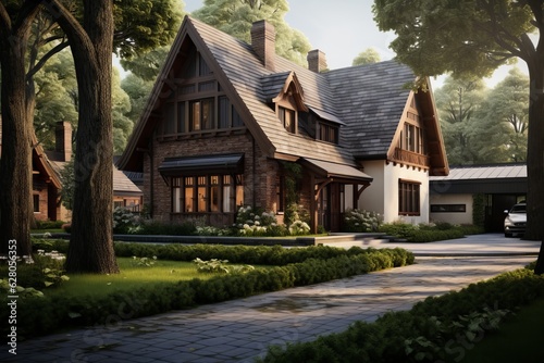 Architectural visualization elements suburban real estate. Country house