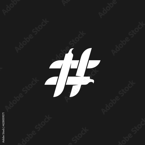 simple logo of bird and hashtag