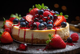 Fresh berry cheesecake - close-up dessert