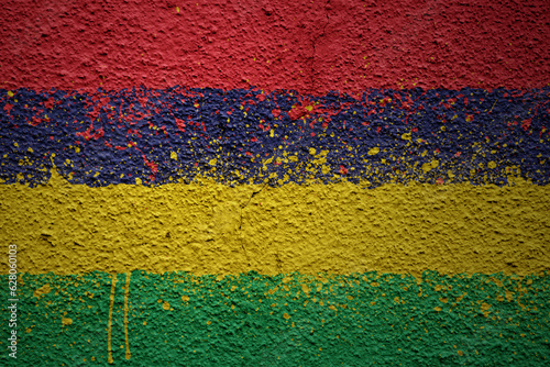 painted big national flag of mauritius on a massive old cracked wall