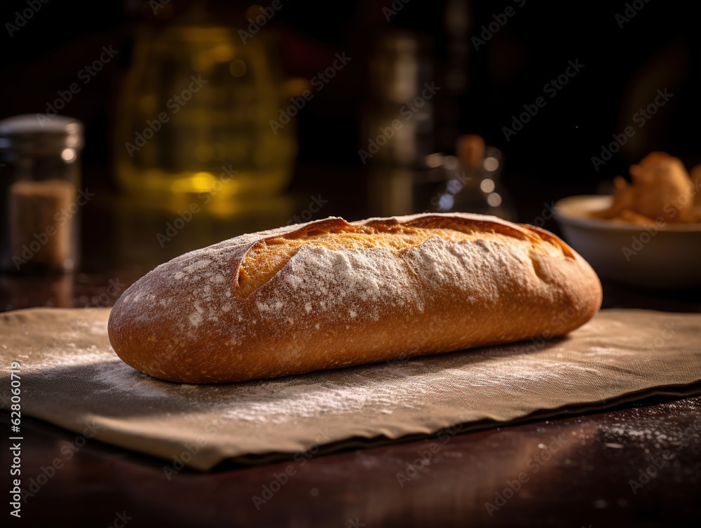 Bread on the dining table,created with generative ai tecnology.