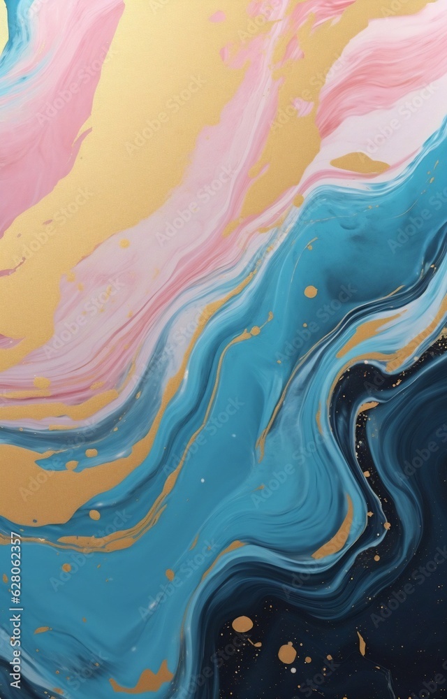 Generative AI : Vibrant Acrylic Fluid Art: A Mesmerizing Symphony of Colors