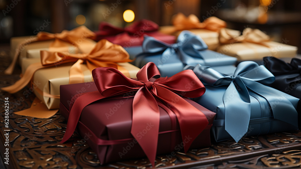 Christmas wrapped gifts. Generative AI