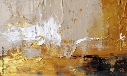 Generative AI : Golden Hours' Dream: Textured Acrylic Abstract Painting