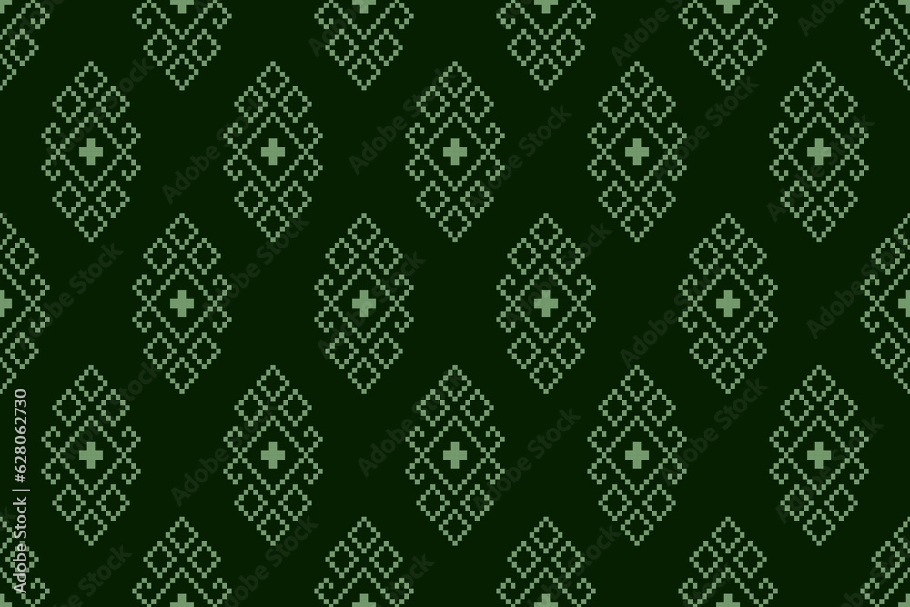 Green Cross stitch colorful geometric traditional ethnic pattern Ikat seamless pattern border abstract design for fabric print cloth dress carpet curtains and sarong Aztec African Indian Indonesian Green Cross stitch colorful geometric traditional ethnic pattern Ikat seamless pattern border abstract design for fabric print cloth dress carpet curtains and sarong Aztec African Indian Indonesian