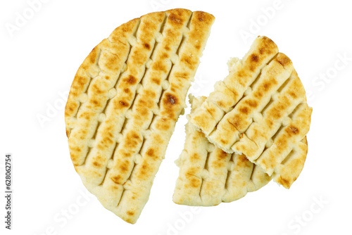 Fotografie Pieces of greek pita isolated on a white background